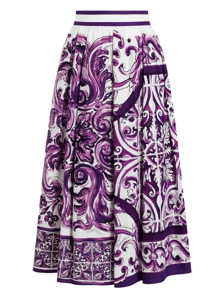 Женская юбка Dolce & Gabbana Majolica миди, белая