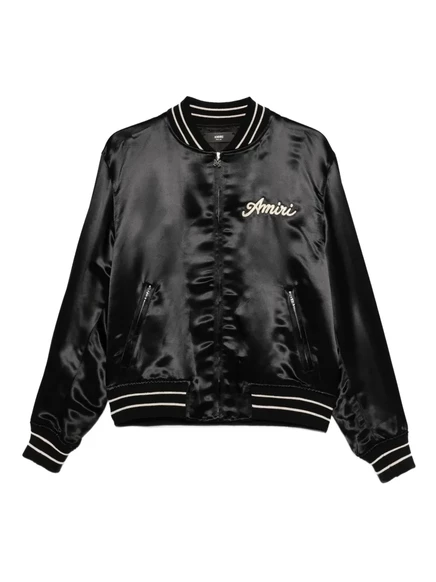 Мужская бомбер-куртка Amiri из сатина с вышивкой, черная