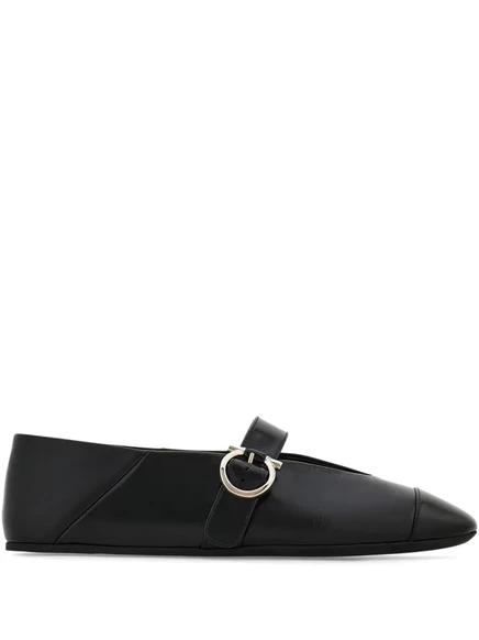 Балетки Ferragamo Gancini на плоской подошве black