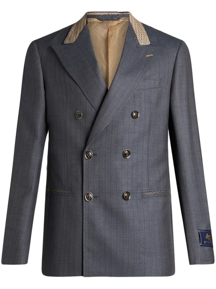 Двубортный шерстяной блейзер ETRO  blue