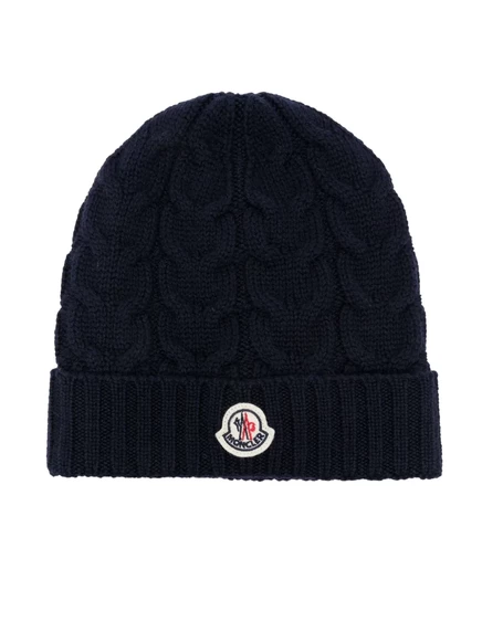 Детская шапка Moncler Enfant с логотипом, синяя