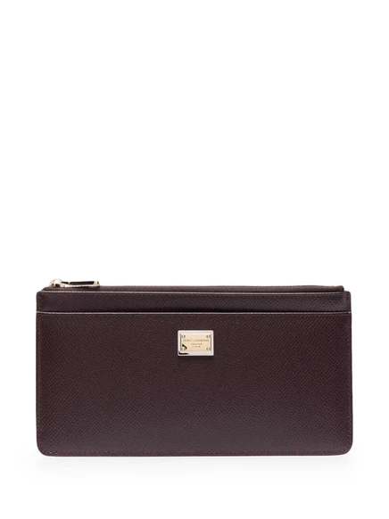 Женский кошелек Dolce & Gabbana logo-tag на молнии, бордовый