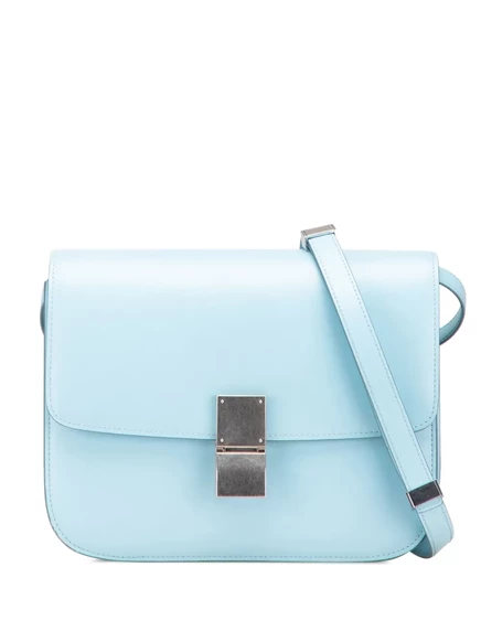 Классическая сумка Crossbody Box из телячьей кожи среднего размера, бывшая в употреблении у Celine в 2017 году blue