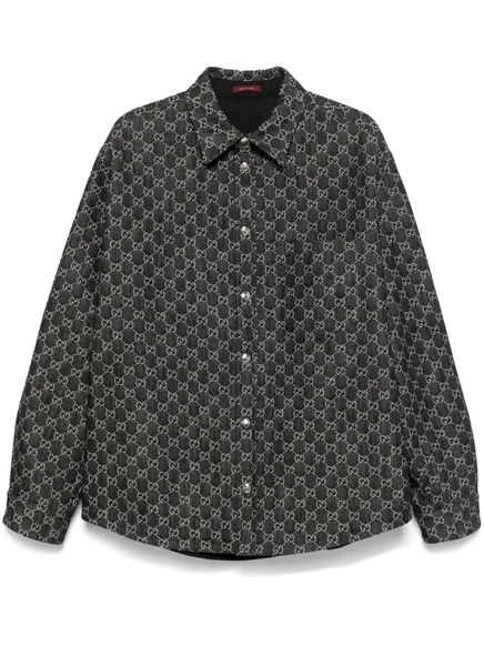 Жаккардовая двусторонняя рубашка Gucci GG grey