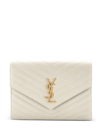 Женский клатч Saint Laurent матлассе конверт, белый