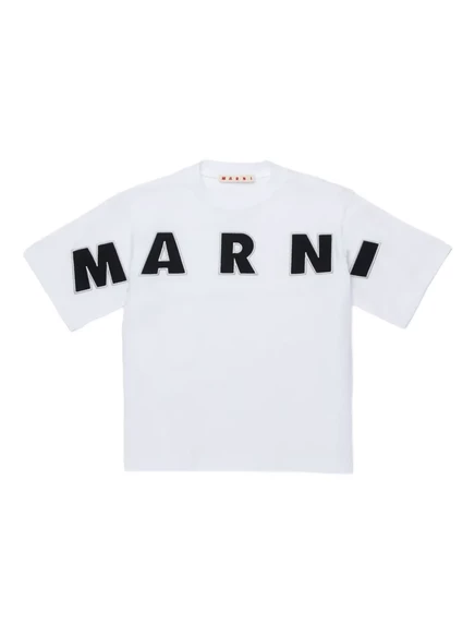 Футболка для мальчиков Marni Kids с логотипом, белая