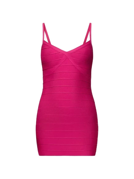 Женское бандажное платье Herve Leger V-вырез, пуншевое