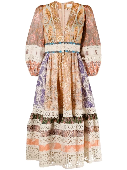 Женское миди-платье Zimmermann Devi из льна, нейтральное
