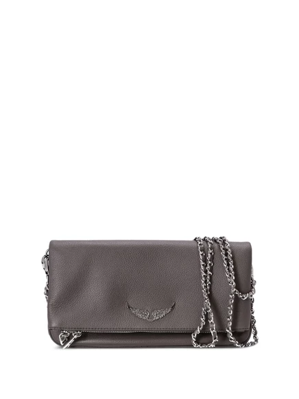 Женский кожаный клатч Zadig & Voltaire с логопластиной, серый