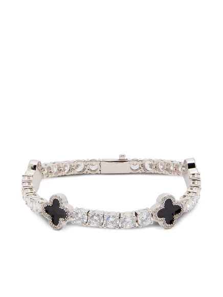 Мужской браслет Cernucci Motif Clover теннисный, серебристый