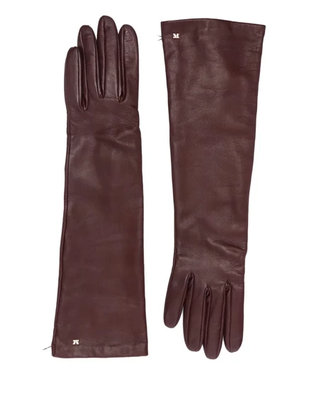 Длинные кожаные перчатки Max Mara brown