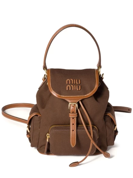 Женский рюкзак Miu Miu тканевый с кожей, коричневый