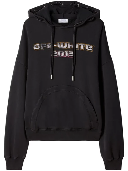 Мужское худи Off-White Digit Bacchus хлопковое, черное