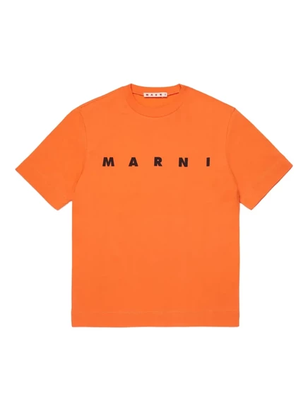 Детская футболка Marni с логотипом, оранжевая