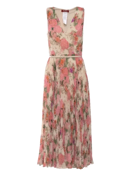 Женское платье Max Mara Emery плиссированное с поясом, песочное