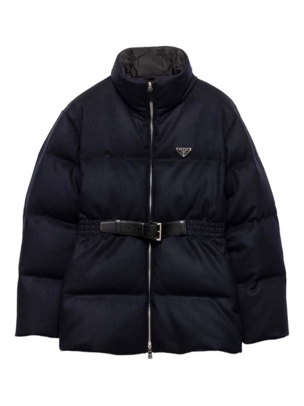 Пуховик с поясом от Prada black