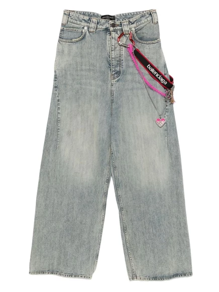 Джинсы Balenciaga, украшенные цепочками blue