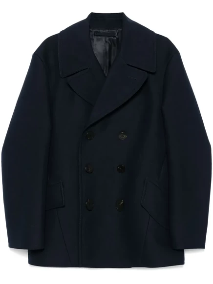 Мужское двубортное пальто Alexander McQueen, синее