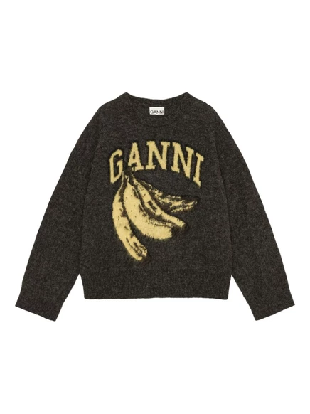 Джемпер с логотипом GANNI intarsia grey