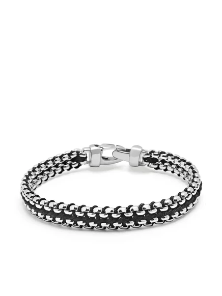 Мужской браслет Nialaya Jewelry 8 мм коробчатый, серебристый