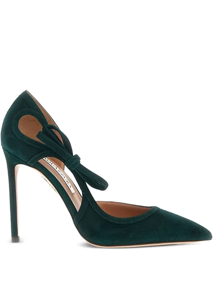 Туфли-лодочки Aquazzura с бантиком и вырезами green