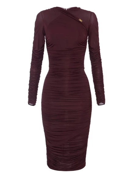 Платье миди с рюшами от Elisabetta Franchi red