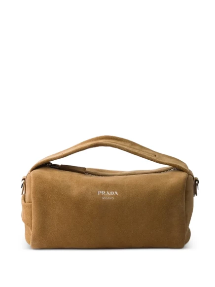 Мужская сумка Prada через плечо из замши, коричневая