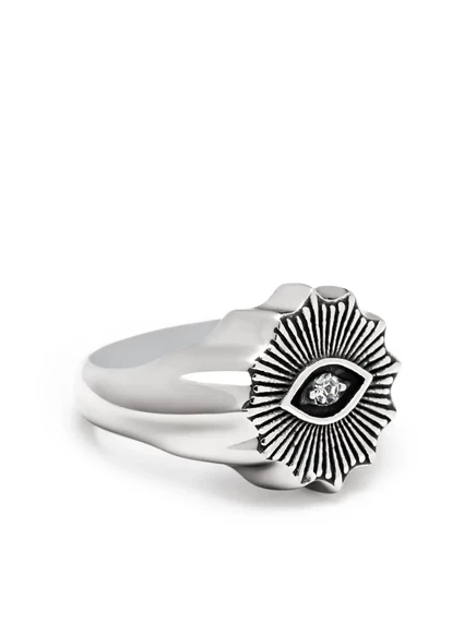 Мужское кольцо Nialaya Jewelry с кристаллом, серебристое