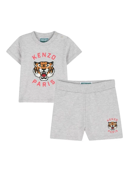 Детский комплект Kenzo Kids шорты и футболка с тигром, серый