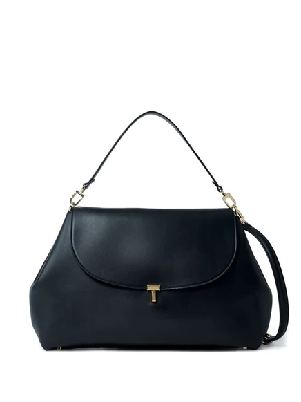 Женская сумка на плечо Toteme T-Lock, кожаная, чёрная