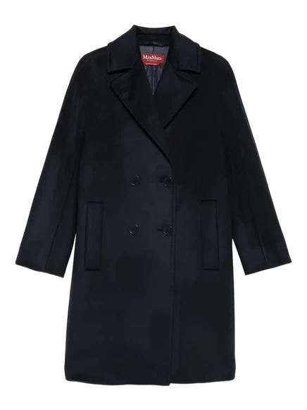 Женское двубортное шерстяное пальто Max Mara, синее