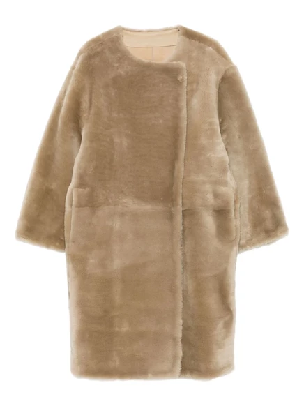 ТОТЕМНОЕ дубленое пальто без воротника neutrals