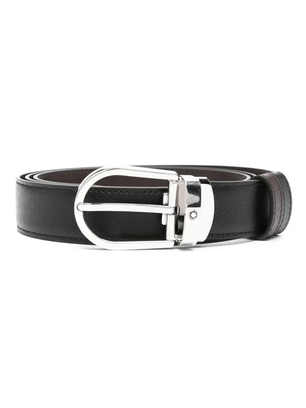 Реверсивный ремень Montblanc с подковообразной пряжкой black