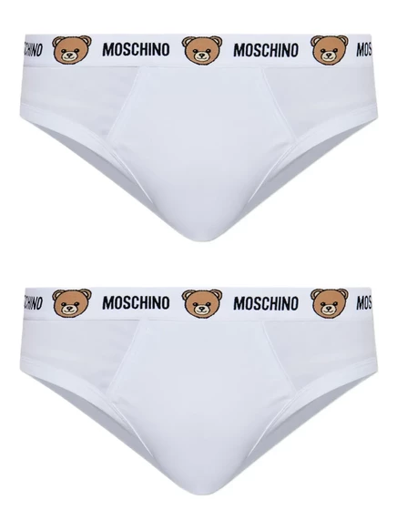 Мужские брифы Moschino 2 шт. с логотипом на поясе, белые