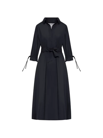 Женское платье Max Mara миди с воротником и поясом, черное
