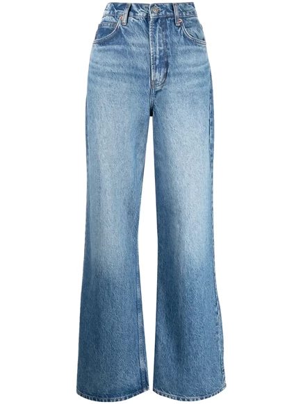 Джинсы с высокой посадкой и широкими штанинами Reformation Cary blue