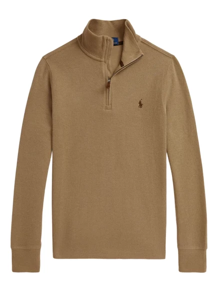 Мальчиковый свитшот Polo Ralph Lauren Kids в рубчик с молнией, коричневый