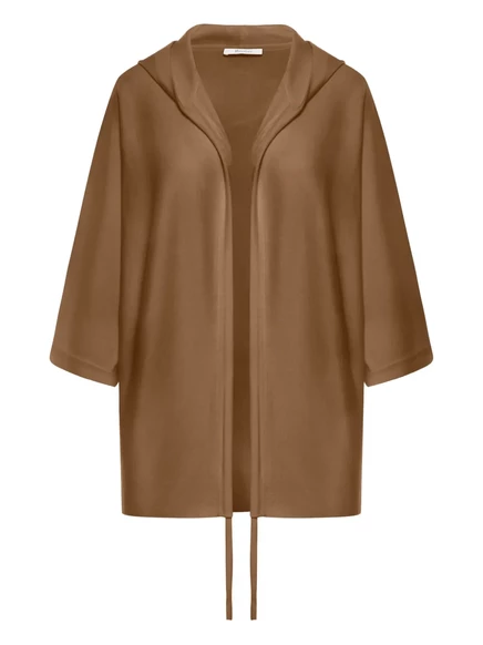 Женское карди-пальто Max Mara с капюшоном, коричневое