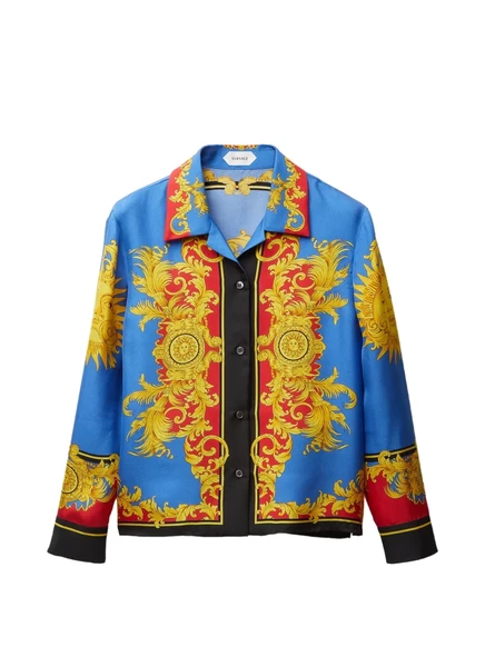 Женская рубашка Versace с принтом, синяя