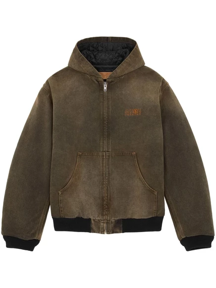 Женская джинсовая куртка MM6 Margiela с капюшоном, оливковая