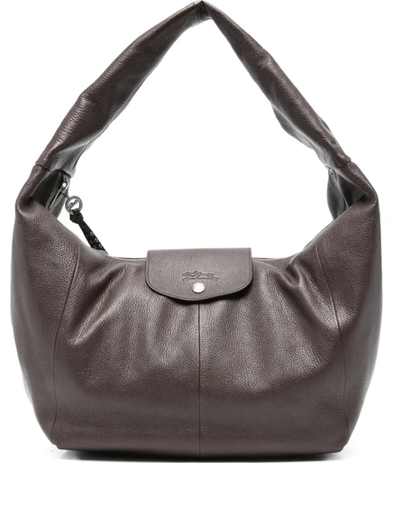 Большая кожаная сумка Le Pliage Xtra Longchamp из кожи через плечо brown