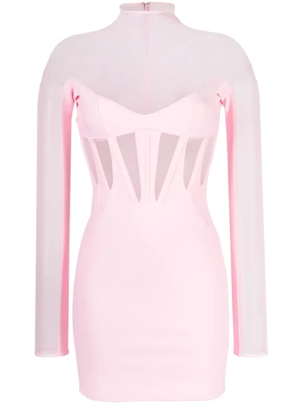 Женское мини-платье Mugler Corset Illusion с прозрачными вставками, розовое