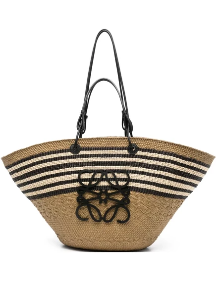 Большая сумка-корзина с анаграммами LOEWE green