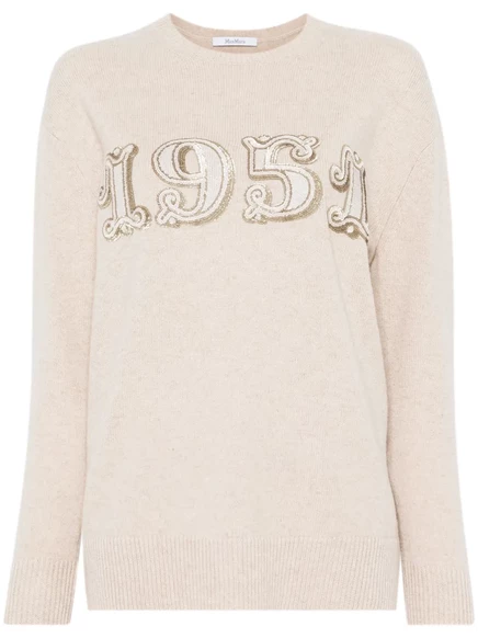 Женский свитер Max Mara Plata шерстяной с пайетками, бежевый