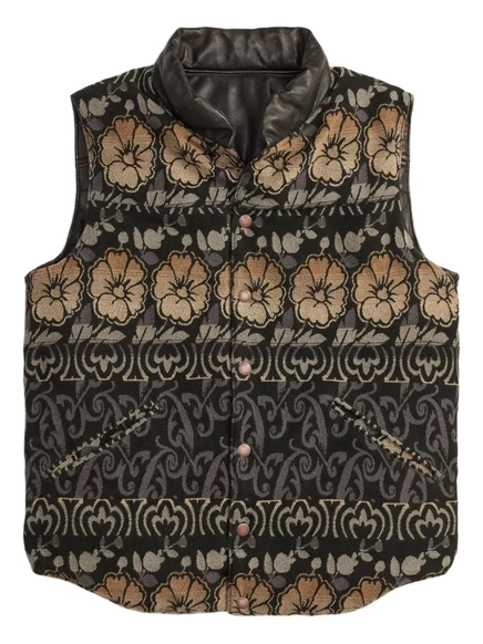 Жаккардовый кожаный жилет Ralph Lauren RRL с цветочным рисунком