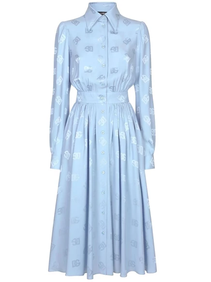Жаккардовое платье-рубашка с монограммой Dolce & Gabbana blue