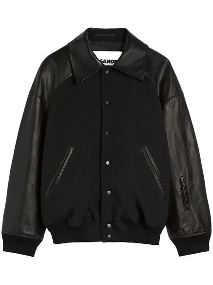 Мужская кожаная куртка Jil Sander с панелями, черная