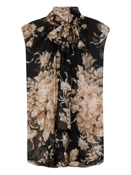Женский топ Dolce & Gabbana с розами, черный