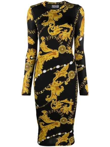 Женское платье Versace Jeans Couture барокко, черно-золотое
