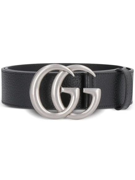Мужской кожаный ремень Gucci GG с пряжкой, черный